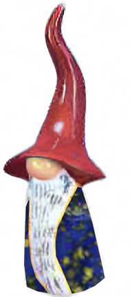 Gnome with red hat, white beard, and blue and green body
