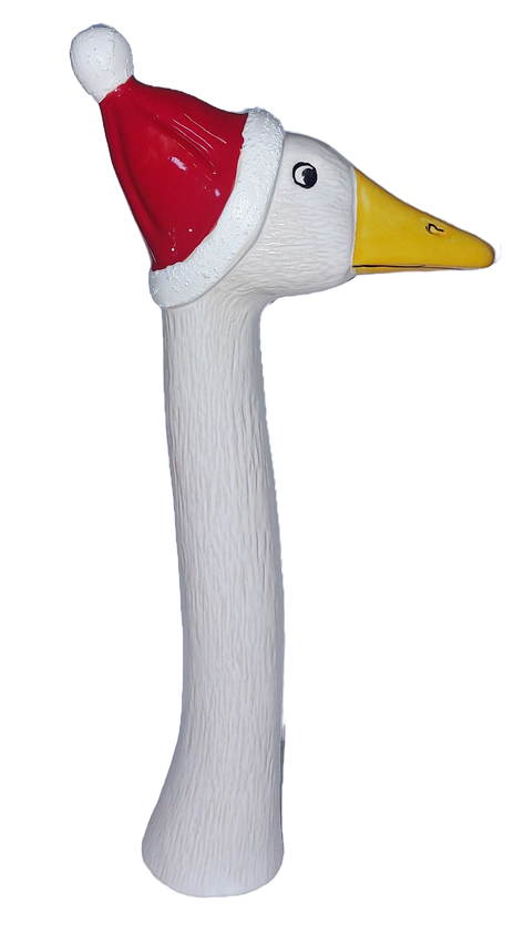 White Winter Geese with Red Hats 