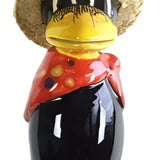Raven with and straw hat and red base scarf with polka dots from Goose and Company