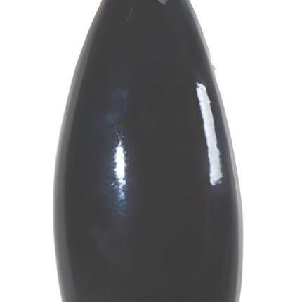 Black cat-shaped object with red eyes and a white face on a white background from Goose and Company. this object is frost resistant