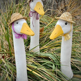 Straw Hat Goose Garden Decor