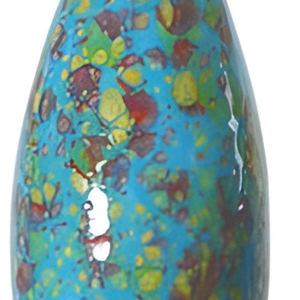 Teal base with yellow and red accent spots on a white background from Goose and Company