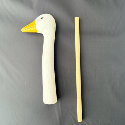 Medium Ceramic Goose Garden Statue, Medium Hand Painted Czech Goose Neck Yard Art, White Goose Decor for Planters, Pots & Flower Beds