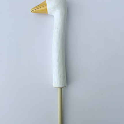 Medium Ceramic Goose Garden Statue, Medium Hand Painted Czech Goose Neck Yard Art, White Goose Decor for Planters, Pots & Flower Beds